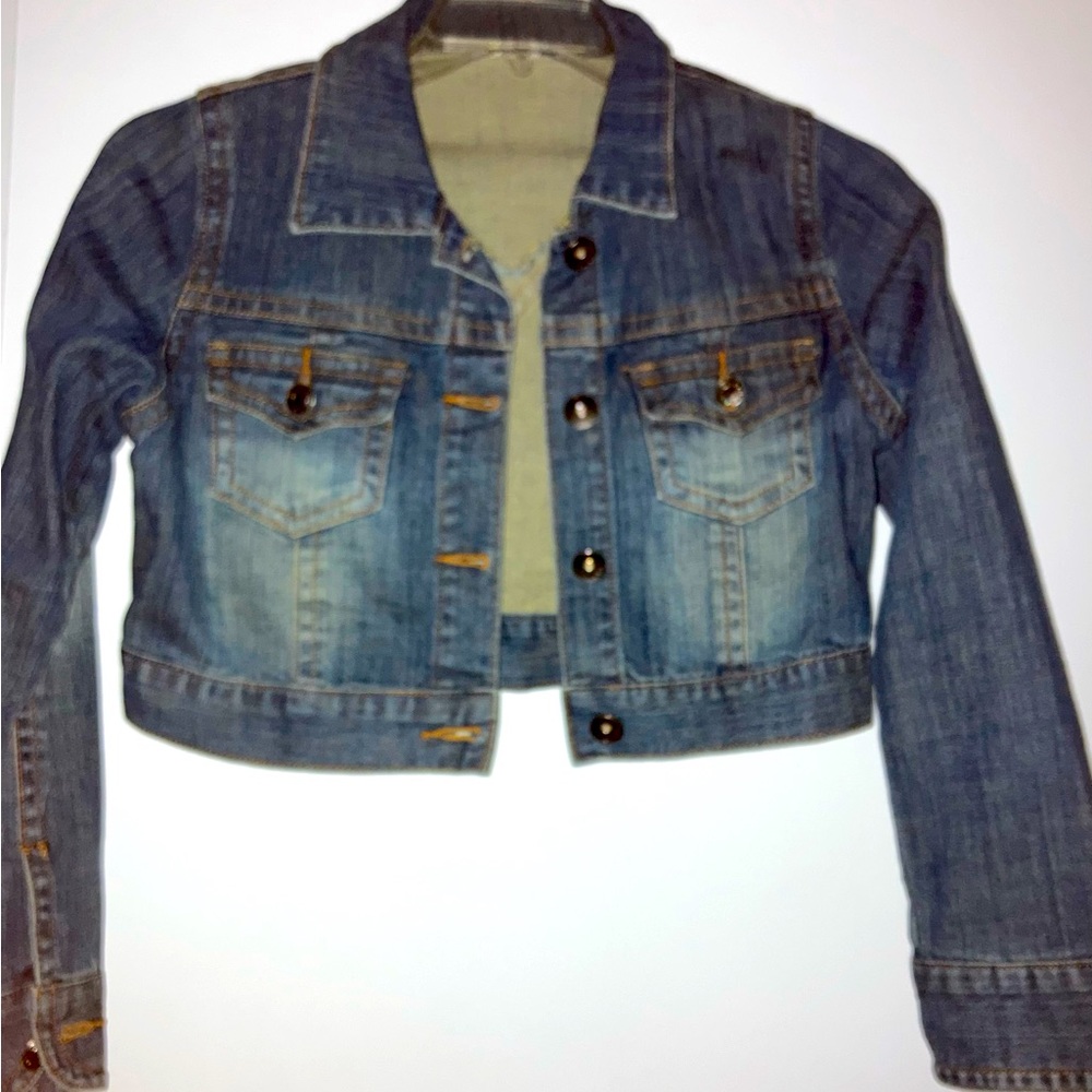 Meladini Brand Cropped Denim Jacket Ladies Sz Large Like New!